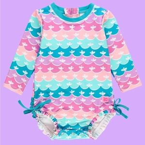 Ruffle Butts Long Sleeve Rashguard Swimsuit
